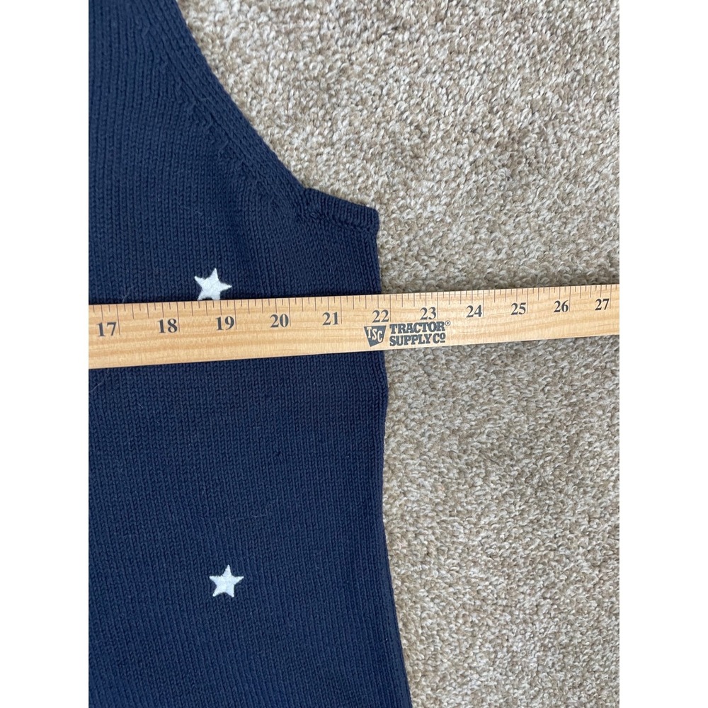 Talbots Womens 2X Navy Blue Star Print Cotton V-Neck Sweater Vest Sleeveless - Picture 5 of 8